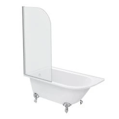 Appleby 1550 Roll Top Shower Bath with Screen + Chrome Leg Set -Bathroom Baths Shop A15BSR detail1 460