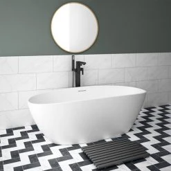 Arezzo 1650 x 690 Matt White Solid Stone Curved Double Ended Bath 8 Arezzo 1650 x 690 Matt White Solid Stone Curved Double Ended Bath -Bathroom Baths Shop AZ165SBA detail2 460