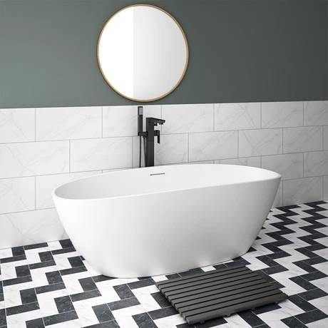 Arezzo 1650 x 690 Matt White Solid Stone Curved Double Ended Bath 5 Arezzo 1650 x 690 Matt White Solid Stone Curved Double Ended Bath - Image 4