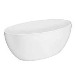 Arezzo 1600 x 855 Matt White Solid Stone Curved Single Ended Bath -Bathroom Baths Shop AZ16SBA D3 460