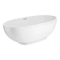 Arezzo 1690 x 800 Matt White Solid Stone Curved Double Ended Bath 10 Arezzo 1690 x 800 Matt White Solid Stone Curved Double Ended Bath -Bathroom Baths Shop AZ17SBA D4 460