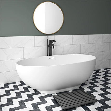 Arezzo 1690 x 800 Matt White Solid Stone Curved Double Ended Bath 3 Arezzo 1690 x 800 Matt White Solid Stone Curved Double Ended Bath