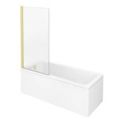 Arezzo Straight Square Shower Bath w. Brushed Brass Pivot Screen -Bathroom Baths Shop AZBBSBATH d3 460