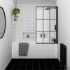 Arezzo Matt Black Grid Bath Screen with Square Single Ended Bath -Bathroom Baths Shop AZBGSB n p