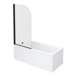 Arezzo Black Curved Top Straight Hinged Square Shower Bath