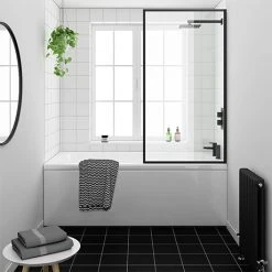 Arezzo Black Framed Fixed Round Single Ended Shower Bath