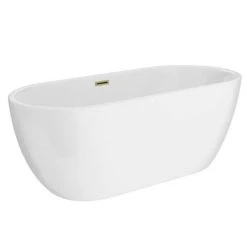 Arezzo Freestanding Modern Bath with Brushed Brass Waste -Bathroom Baths Shop AZFREBB DETAIL2 460