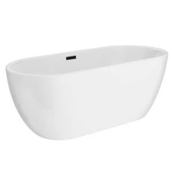 Arezzo Freestanding Modern Bath with Matt Black Waste 8 Arezzo Freestanding Modern Bath with Matt Black Waste -Bathroom Baths Shop AZFREMB DETAIL2 460