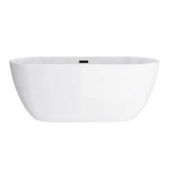 Arezzo Freestanding Modern Bath with Matt Black Waste 9 Arezzo Freestanding Modern Bath with Matt Black Waste -Bathroom Baths Shop AZFREMB DETAIL3 460