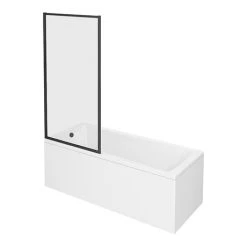 Arezzo Black Framed Fixed Square Single Ended Shower Bath