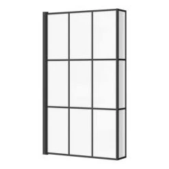 Arezzo Shower Bath - 1700mm L Shaped with Matt Black Grid Screen + Panel -Bathroom Baths Shop AZGL17 d2 460