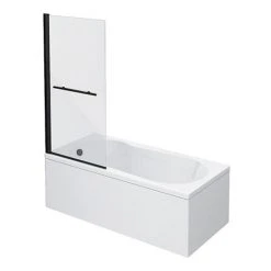 Arezzo Matt Black 1700 x 800 Keyhole Shower Bath with Screen