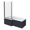 Arezzo Shower Bath - 1700mm L Shaped with Matt Black Screen + Matt Blue Panel -Bathroom Baths Shop AZLB17 new p