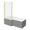 Arezzo Shower Bath - 1700mm L Shaped with Brushed Brass Screen + Matt Grey Panel -Bathroom Baths Shop AZLG17BB p