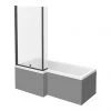 Arezzo Shower Bath - 1700mm L Shaped with Matt Black Screen + Matt Grey Panel -Bathroom Baths Shop AZLG17 n p