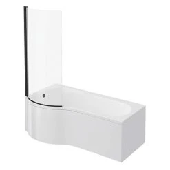 Arezzo P-Shaped Shower Bath (1700mm with Screen + Front Panel)