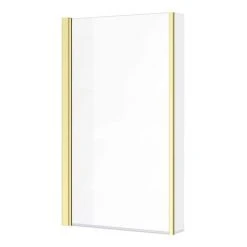 Arezzo Shower Bath - 1700mm L Shaped with Brushed Brass Screen + Matt Blue Panel -Bathroom Baths Shop AZVB17BB d2 460