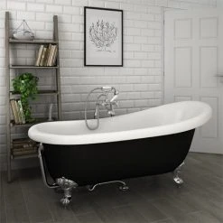 Astoria Black 1710 Roll Top Slipper Bath w. Ball + Claw Leg Set