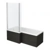 Brooklyn Black Shower Bath - 1700mm L Shaped incl. Screen + Panel -Bathroom Baths Shop BB1700FS n p