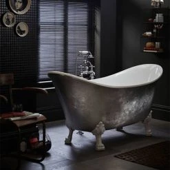Heritage Lyddington Freestanding Acrylic Bath (1730 x 750mm) with Feet - Stainless Steel Effect -Bathroom Baths Shop BLYFS00STL D2 460