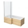 Brooklyn Natural Oak Shower Bath - 1700mm L Shaped inc. Screen + Panel -Bathroom Baths Shop BN1700FS n p