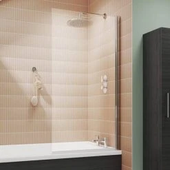 Bordo Single Ended Bath 1700 x 750mm with Hinged Square Bath Screen -Bathroom Baths Shop BRB17SQ3 d4 460