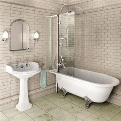 Burlington Hampton LH 1700 x 750mm Showering Bath + Legs 9 Burlington Hampton LH 1700 x 750mm Showering Bath + Legs -Bathroom Baths Shop BUR HAMP LH d1 375 1