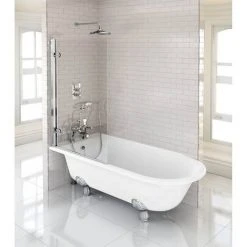 Burlington Hampton LH 1500mm Showering Bath + Legs -Bathroom Baths Shop BUR HAMP15 LH D5 460