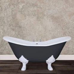 Hurlingham Banburgh Small 2TH Cast Iron Roll Top Bath (1560x765mm) with Feet -Bathroom Baths Shop Banburgh Small D3 460