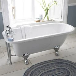 Nuie Berkshire 1700 x 750mm Single Ended Roll Top Bath inc. Chrome Legs