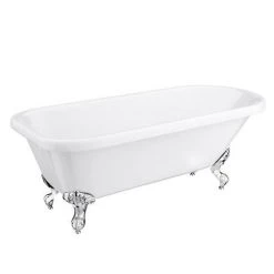 Bromley 1470 Small Single Ended Roll Top Bath + Chrome Legs -Bathroom Baths Shop Bromley 1470 Single Ended Roll Top Bath with Chrome Ball and Claw Feet d2 460