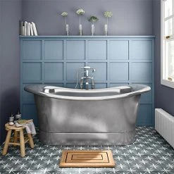 Trafalgar Nickel 1700 x 710mm Double Ended Slipper Roll Top Bath Tub