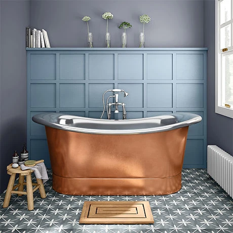 Trafalgar Copper 1700 x 710mm Double Ended Slipper Roll Top Bath Tub (Nickel Inside) 3 Trafalgar Copper 1700 x 710mm Double Ended Slipper Roll Top Bath Tub (Nickel Inside)