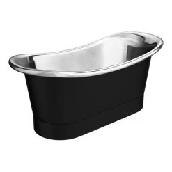 Trafalgar Matt Black 1700 x 710mm Double Ended Slipper Roll Top Bath Tub (Nickel Inside) -Bathroom Baths Shop COPD517 n d3 460