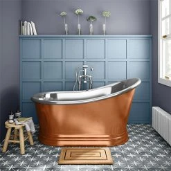 Trafalgar Copper 1500 x 787mm Slipper Roll Top Bath Tub (Nickel Inside)
