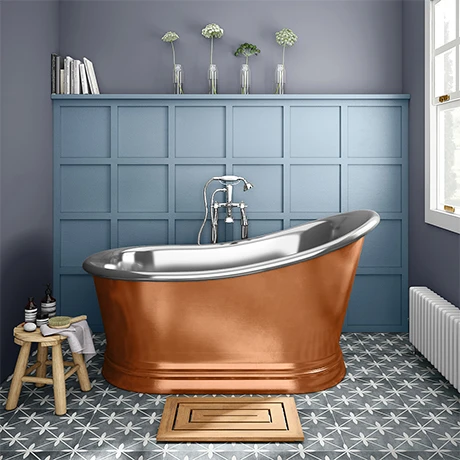 Trafalgar Copper 1500 x 787mm Slipper Roll Top Bath Tub (Nickel Inside) 3 Trafalgar Copper 1500 x 787mm Slipper Roll Top Bath Tub (Nickel Inside)