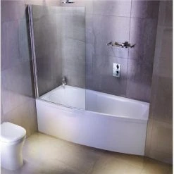 Cleargreen - EcoCurve 1700 x 750 Shower Bath with Front Panel & Bathscreen