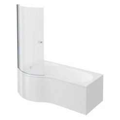 Cruze P Shaped Shower Bath - 1700mm inc. Screen with Knob + Panel