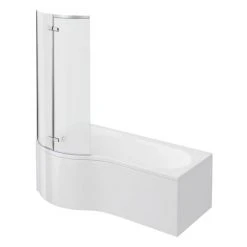 Cruze P Shaped Shower Bath - 1700mm with Hinged Screen & Panel