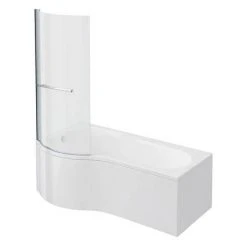 Cruze P Shaped Shower Bath - 1700mm inc. Screen with Rail + Panel