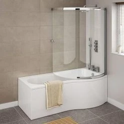 Cruze Shower Bath Enclosure - 1700mm P-Shaped inc. Screen + Panel -Bathroom Baths Shop Cruze Shower Bath Enclosure detail2 460