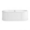 Burlington London 1800mm Bath with Curved Surround & Waste - Matt White -Bathroom Baths Shop E22W P