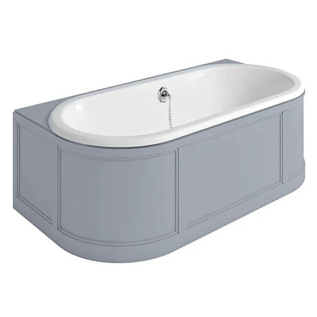 Burlington London 1800mm Back to Wall Bath with Curved Surround & Waste - Classic Grey 3 Burlington London 1800mm Back to Wall Bath with Curved Surround & Waste - Classic Grey