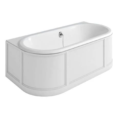 Burlington London 1800mm Back to Wall Bath with Curved Surround & Waste - Matt White 3 Burlington London 1800mm Back to Wall Bath with Curved Surround & Waste - Matt White