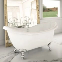 Earl 1750 Double Ended Roll Top Slipper Bath + Chrome Leg Set
