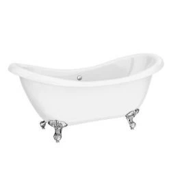 Earl 1750 Double Ended Roll Top Slipper Bath + Chrome Leg Set -Bathroom Baths Shop Earl 1750 Double Ended Roll Top Slipper Bath with Chrome Leg Set detail1 460