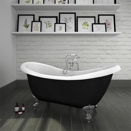 Earl Black 1750 Double Ended Roll Top Slipper Bath w. Ball + Claw Leg Set 3 Earl Black 1750 Double Ended Roll Top Slipper Bath w. Ball + Claw Leg Set