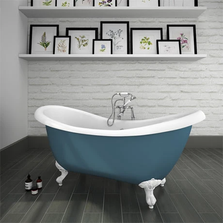Earl Blue 1750 Double Ended Roll Top Slipper Bath w. Ball + Claw Leg Set 3 Earl Blue 1750 Double Ended Roll Top Slipper Bath w. Ball + Claw Leg Set