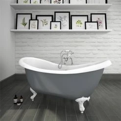 Earl Grey 1750 Double Ended Roll Top Slipper Bath w. Ball + Claw Leg Set