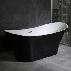 Nova Black Sparkle 1750 Modern Double Ended Slipper Bath -Bathroom Baths Shop FB60 BLK d3 460